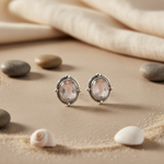 Load image into Gallery viewer, 925 Silver Rose Quartz Stud Earrings for Women | Gemstone Jewelry