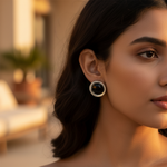 Load image into Gallery viewer, Silver Black Gemstone Earrings for Women | Dangle Earrings