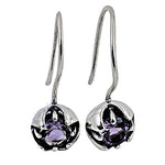 Load image into Gallery viewer, 925 Silver Amethyst Drop Earrings for Women | Floral Jewelry