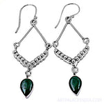 Load image into Gallery viewer, 925 Silver Malachite Drop Earrings for Women | Green Gemstone Jewelry