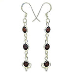 Load image into Gallery viewer, 925 Silver Garnet Drop Earrings for Women | Gemstone Jewelry