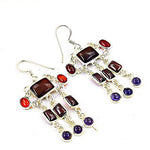 Load image into Gallery viewer, 925 Silver Multi-Gemstone Dangle Earrings | Women's Jewelry Gift