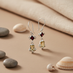 Load image into Gallery viewer, 925 Silver Garnet & Citrine Dangle Earrings for Women