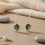 Load image into Gallery viewer, 925 Silver Green Gemstone Earrings for Women | Daily Wear