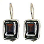 Load image into Gallery viewer, 925 Silver Garnet Earrings | Square Gemstone Earrings for Women