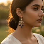 Load image into Gallery viewer, Silver Flower Amethyst Dangle Earrings for Women | Gift