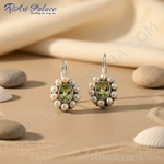 Load image into Gallery viewer, Silver Pearl & Peridot Earrings for Women | Gemstone Jewelry