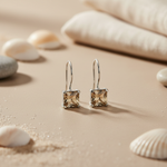 Load image into Gallery viewer, Silver Princess Cut Topaz Drop Earrings for Women | Gift