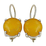 Load image into Gallery viewer, Silver Amber Drop Earrings | Women's Genuine Gemstone Jewelry