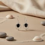 Load image into Gallery viewer, 925 Silver Black Gemstone Drop Earrings for Women | Gift Jewelry