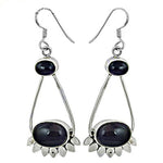 Load image into Gallery viewer, 925 Silver Onyx Drop Earrings for Women | Black Gemstone Jewelry
