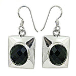 Load image into Gallery viewer, 925 Silver Black Onyx Square Drop Earrings for Women