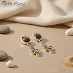 Load image into Gallery viewer, 925 Silver Tiger Eye & Citrine Drop Earrings for Women
