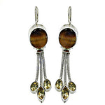 Load image into Gallery viewer, 925 Silver Tiger Eye & Citrine Drop Earrings for Women