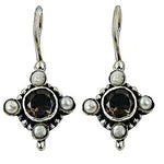 Load image into Gallery viewer, 925 Silver Smoky Quartz & Pearl Earrings for Women