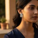 Load image into Gallery viewer, Silver Rectangular Stud Earrings | Everyday Jewelry