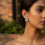 Load image into Gallery viewer, Silver Rectangular Stud Earrings | Everyday Jewelry