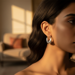 Load image into Gallery viewer, Silver Crescent Hoop Earrings | Modern Daily Wear Jewelry