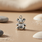 Load image into Gallery viewer, Silver Teddy Bear Charm Pendant for Jewelry Making