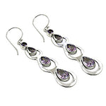 Load image into Gallery viewer, 925 Silver Amethyst Drop Earrings for Women | Gemstone Jewelry