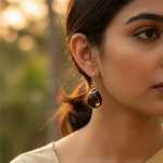 Load image into Gallery viewer, 925 Silver Black Onyx Teardrop Earrings for Women