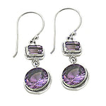 Load image into Gallery viewer, 925 Silver Amethyst Drop Earrings | Purple Gemstone Jewelry
