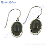 Load image into Gallery viewer, Sterling silver drop earrings with oval black onyx gemstones. Elegant and classic design.