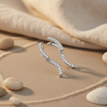 Load image into Gallery viewer, Silver Cubic Zirconia Curved Earrings for Women | Dainty Jewelry