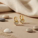 Load image into Gallery viewer, gold plating Heart Hoop Earrings | Cubic Zirconia | Women's Jewelry