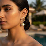 Load image into Gallery viewer, gold plating Pearl Hoop Earrings for Women | Fashion Jewelry