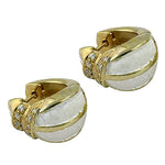 Load image into Gallery viewer, gold plating White Enamel Diamond Hoop Earrings | Women's Jewelry