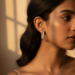 Load image into Gallery viewer, Silver Hoop Earrings with Cubic Zirconia | Women's Jewelry Gift
