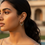 Load image into Gallery viewer, Silver Hoop Earrings with Green Gemstone | Women's Jewelry