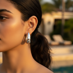 Load image into Gallery viewer, Silver Hoop Earrings with CZ Accents for Women | Daily Wear