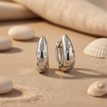 Load image into Gallery viewer, Silver Hoop Earrings with CZ Accents for Women | Daily Wear