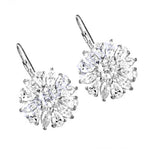Load image into Gallery viewer, Silver Cubic Zirconia Flower Earrings for Women | Dangle Earrings