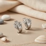 Load image into Gallery viewer, Silver Baguette and Round Cut Earrings for Women | Dainty Jewelry