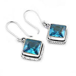 Load image into Gallery viewer, 925 Silver Blue Topaz Square Earrings for Women | Gift