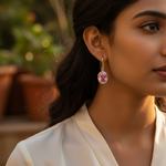 Load image into Gallery viewer, Silver Pink Gemstone Earrings for Women | Dangle Earrings