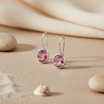 Load image into Gallery viewer, Silver Pink Gemstone Earrings for Women | Dangle Earrings