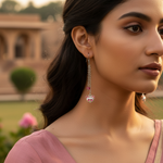 Load image into Gallery viewer, Silver Bear Dangle Earrings for Women | Pink Crystal Jewelry