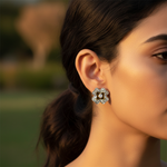 Load image into Gallery viewer, Floral Diamond Stud Earrings | Silver Jewelry for Women
