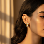 Load image into Gallery viewer, gold plating Diamond Stud Earrings for Women | Floral Design