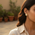 Load image into Gallery viewer, gold plating Triangle Stud Earrings with White CZ | Women's Jewelry