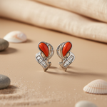 Load image into Gallery viewer, Silver Coral Stud Earrings for Women | Fashion Jewelry