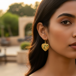 Load image into Gallery viewer, gold plating Heart Green Gemstone Earrings | Women's Fashion Jewelry