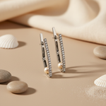 Load image into Gallery viewer, Silver Pearl & Cubic Zirconia Earrings for Women | Dangle Earrings
