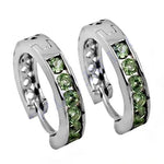 Load image into Gallery viewer, 925 Silver Green Gemstone Hoop Earrings | Women's Jewelry