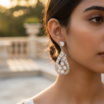 Load image into Gallery viewer, Silver Teardrop Diamond Earrings | Women's Elegant Jewelry