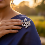 Load image into Gallery viewer, Silver Snowflake Stud Earrings with Cubic Zirconia | Women's Jewelry